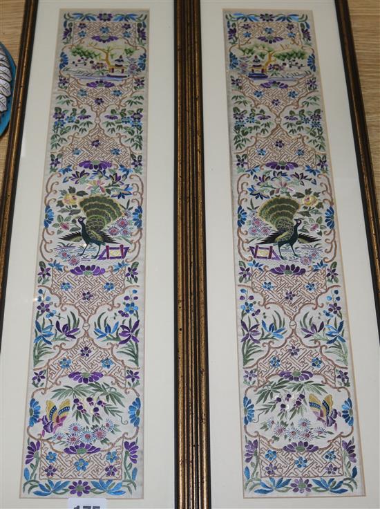 A pair of Chinese sleeve panels